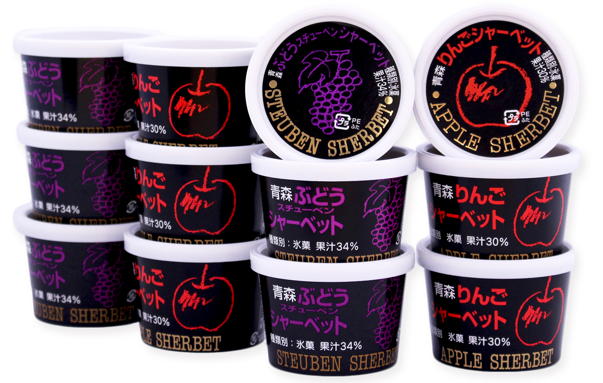 青森フルーツシャーベットセット （りんご・ぶどう 120ml×各6個